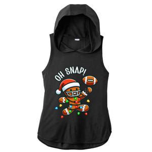 Oh Snap Gingerbreadman Christmas Football Ladies PosiCharge Tri-Blend Wicking Draft Hoodie Tank