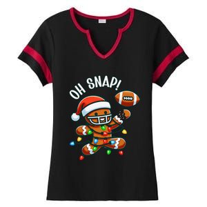 Oh Snap Gingerbreadman Christmas Football Ladies Halftime Notch Neck Tee