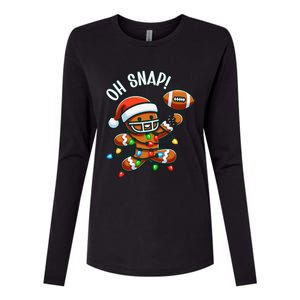 Oh Snap Gingerbreadman Christmas Football Womens Cotton Relaxed Long Sleeve T-Shirt