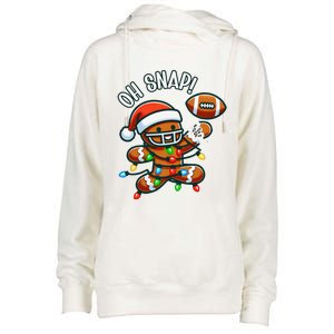 Oh Snap Gingerbreadman Christmas Football Womens Funnel Neck Pullover Hood