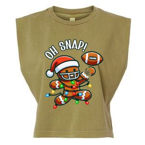 Oh Snap Gingerbreadman Christmas Football Garment-Dyed Women's Muscle Tee