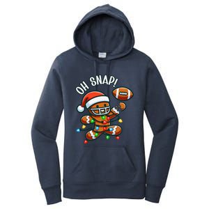 Oh Snap Gingerbreadman Christmas Football Women's Pullover Hoodie