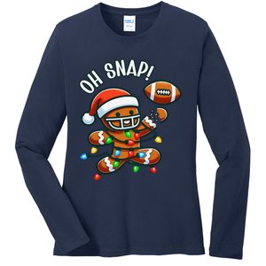 Oh Snap Gingerbreadman Christmas Football Ladies Long Sleeve Shirt