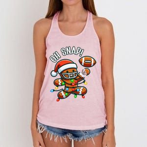 Oh Snap Gingerbreadman Christmas Football Women's Knotted Racerback Tank