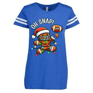 Oh Snap Gingerbreadman Christmas Football Enza Ladies Jersey Football T-Shirt