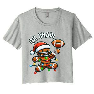 Oh Snap Gingerbreadman Christmas Football Women's Crop Top Tee