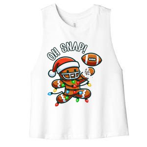 Oh Snap Gingerbreadman Christmas Football Women's Racerback Cropped Tank