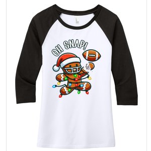 Oh Snap Gingerbreadman Christmas Football Women's Tri-Blend 3/4-Sleeve Raglan Shirt