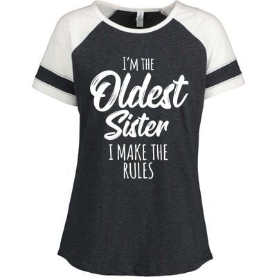 Oldest Sister Gift I Make The Rules Funny Matching Sibling Funny Gift Enza Ladies Jersey Colorblock Tee