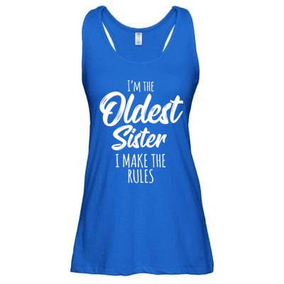 Oldest Sister Gift I Make The Rules Funny Matching Sibling Funny Gift Ladies Essential Flowy Tank