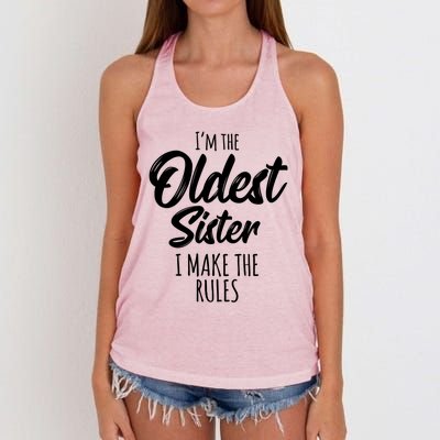 Oldest Sister Gift I Make The Rules Funny Matching Sibling Funny Gift Women's Knotted Racerback Tank