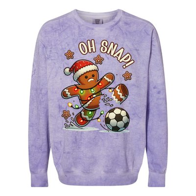 Oh Snap Gingerbreadman Christmas Soccer Colorblast Crewneck Sweatshirt