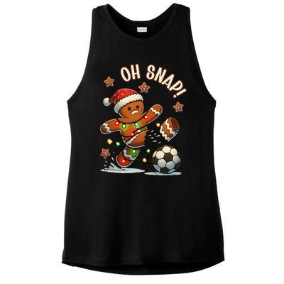 Oh Snap Gingerbreadman Christmas Soccer Ladies PosiCharge Tri-Blend Wicking Tank