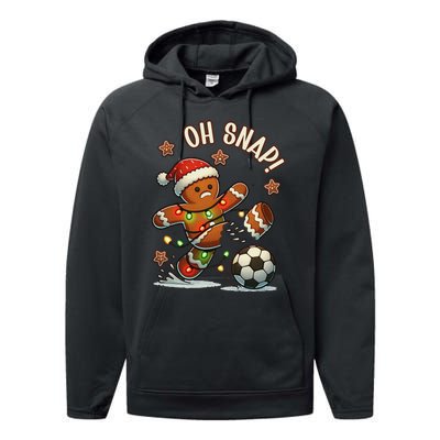 Oh Snap Gingerbreadman Christmas Soccer Performance Fleece Hoodie