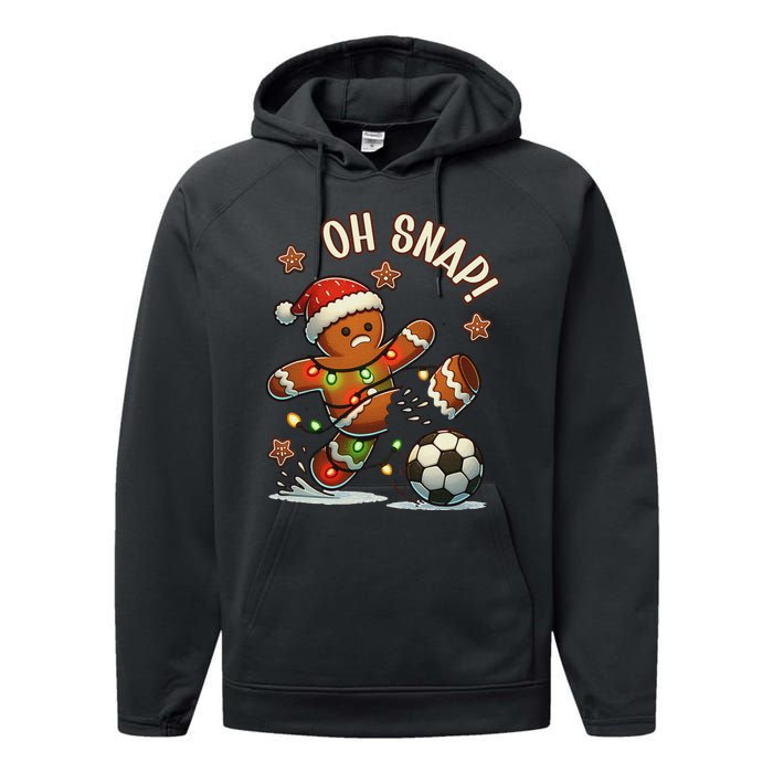 Oh Snap Gingerbreadman Christmas Soccer Performance Fleece Hoodie