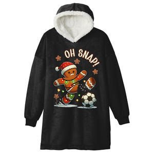 Oh Snap Gingerbreadman Christmas Soccer Hooded Wearable Blanket