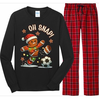 Oh Snap Gingerbreadman Christmas Soccer Long Sleeve Pajama Set