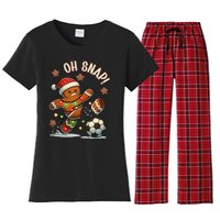 Oh Snap Gingerbreadman Christmas Soccer Women's Flannel Pajama Set