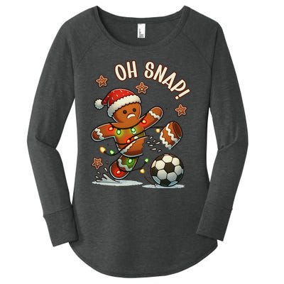 Oh Snap Gingerbreadman Christmas Soccer Women's Perfect Tri Tunic Long Sleeve Shirt