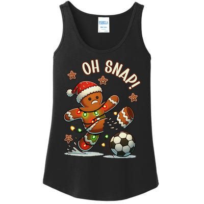 Oh Snap Gingerbreadman Christmas Soccer Ladies Essential Tank