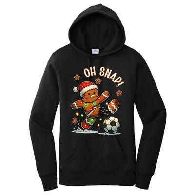 Oh Snap Gingerbreadman Christmas Soccer Women's Pullover Hoodie