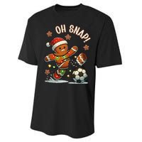 Oh Snap Gingerbreadman Christmas Soccer Performance Sprint T-Shirt