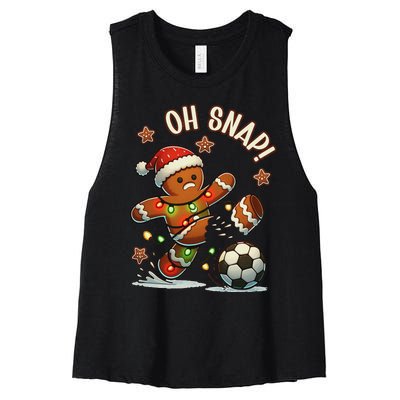 Oh Snap Gingerbreadman Christmas Soccer Women's Racerback Cropped Tank