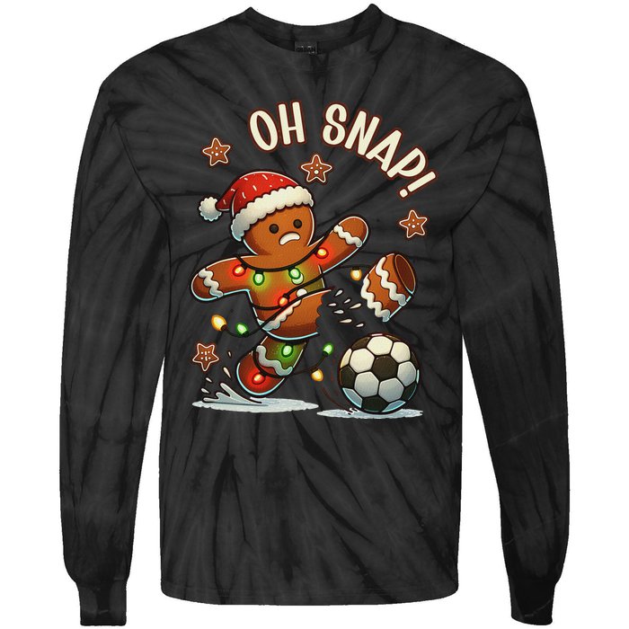 Oh Snap Gingerbreadman Christmas Soccer Tie-Dye Long Sleeve Shirt