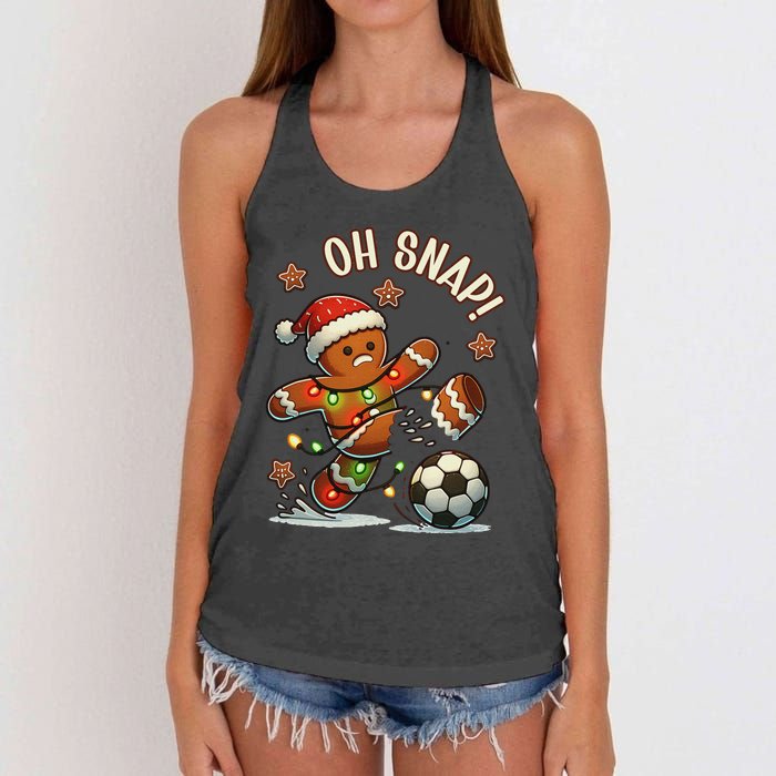 Oh Snap Gingerbreadman Christmas Soccer Women's Knotted Racerback Tank