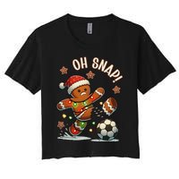 Oh Snap Gingerbreadman Christmas Soccer Women's Crop Top Tee