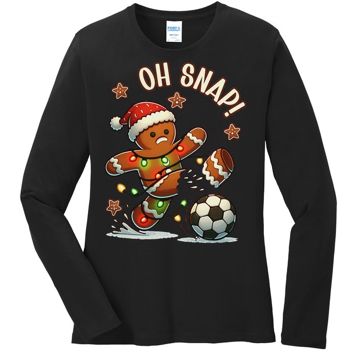 Oh Snap Gingerbreadman Christmas Soccer Ladies Long Sleeve Shirt