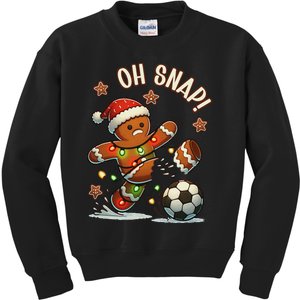 Oh Snap Gingerbreadman Christmas Soccer Kids Sweatshirt