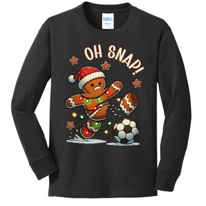 Oh Snap Gingerbreadman Christmas Soccer Kids Long Sleeve Shirt