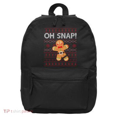 Oh Snap Gingerbread Ugly Christmas Funny 16 in Basic Backpack