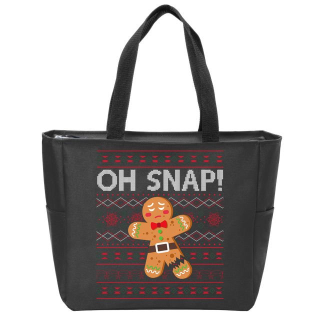 Oh Snap Gingerbread Ugly Christmas Funny Zip Tote Bag