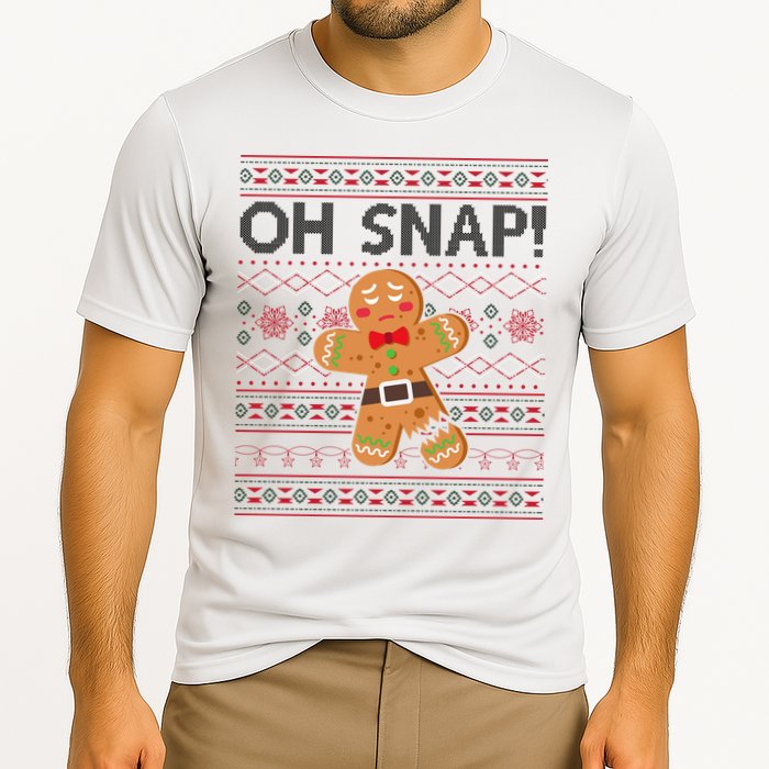 Oh Snap Gingerbread Ugly Christmas Funny Cooling Performance Crew T-Shirt