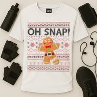 Oh Snap Gingerbread Ugly Christmas Funny Cooling Performance Crew T-Shirt