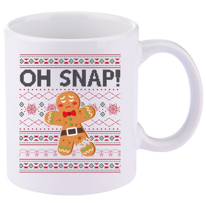 Oh Snap Gingerbread Ugly Christmas Funny 11oz C Handle Ceramic Mug