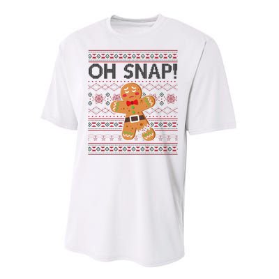 Oh Snap Gingerbread Ugly Christmas Funny Performance Sprint T-Shirt