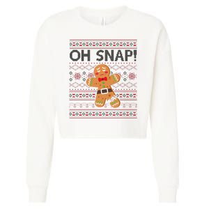 Oh Snap Gingerbread Ugly Christmas Funny Cropped Pullover Crew