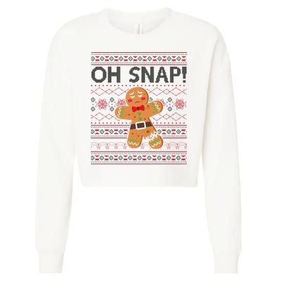 Oh Snap Gingerbread Ugly Christmas Funny Cropped Pullover Crew