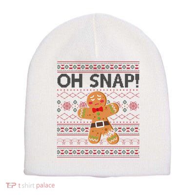 Oh Snap Gingerbread Ugly Christmas Funny Short Acrylic Beanie