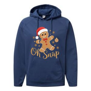 Oh Snap Gingerbread Man Cute Christmas Cookie Baking Team Performance Fleece Hoodie