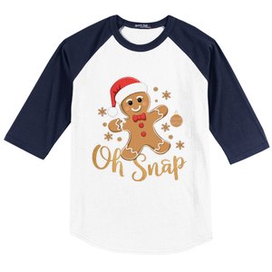 Oh Snap Gingerbread Man Cute Christmas Cookie Baking Team Baseball Sleeve Shirt