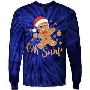 Oh Snap Gingerbread Man Cute Christmas Cookie Baking Team Tie-Dye Long Sleeve Shirt