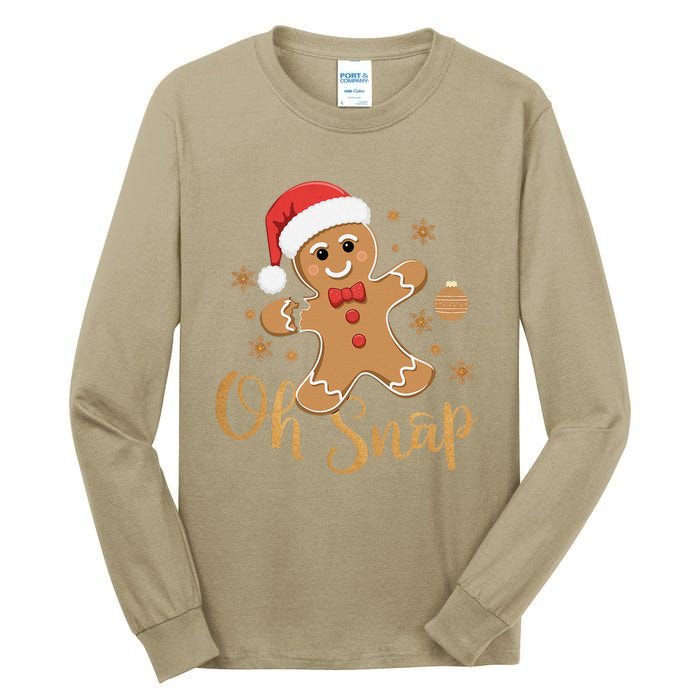 Oh Snap Gingerbread Man Cute Christmas Cookie Baking Team Tall Long Sleeve T-Shirt