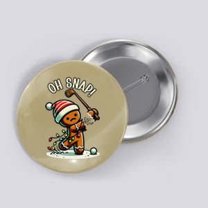 Oh Snap Gingerbreadman Golfer Golf Christmas Golfing Button