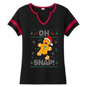 Oh Snap Gingerbread Man Christmas Funny Cookie Baking Xmas  Ladies Halftime Notch Neck Tee