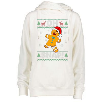 Oh Snap Gingerbread Man Christmas Funny Cookie Baking Xmas  Womens Funnel Neck Pullover Hood