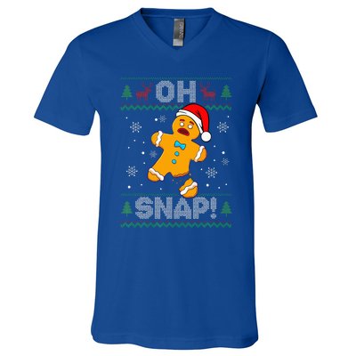 Oh Snap Gingerbread Man Christmas Funny Cookie Baking Xmas  V-Neck T-Shirt